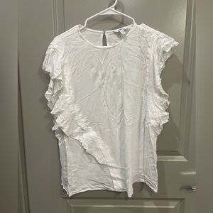 Express White Blouse with Wave Ruffle - Size XL